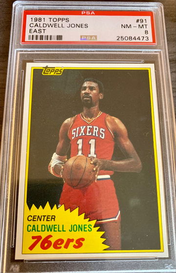 1981 Topps Basketball Card Caldwell Jones #91 EAST- Graded PSA 8 NM-MT. 