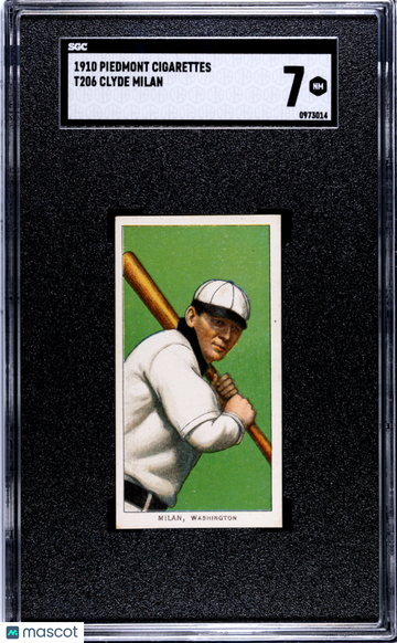 1910 1909-11 T206 Clyde Milan Piedmont 350 SGC 7