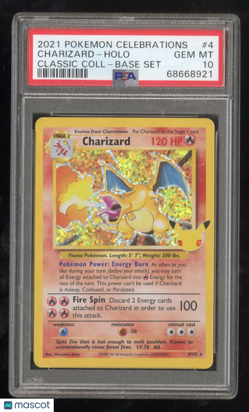 2021 Pokemon Celebrations Classic Collection Charizard Holo Classic Collection PSA 10 #4/102