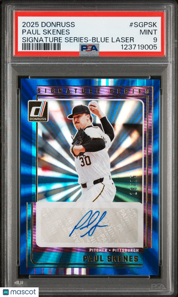 2025 Panini Donruss Signature Series Paul Skenes #SGPSK Blue Laser /25 PSA 9