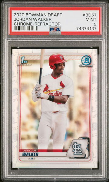 2020 Bowman Draft Jordan Walker #BD57 CHROME-REFRACTOR PSA 9