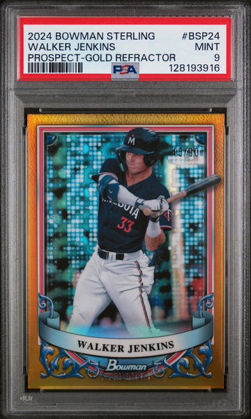 2024 Bowman Sterling Prospects Prospect-Gold Refractor Walker Jenkins #BSP24 /50 PSA 9