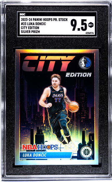 2023-24 Panini Hoops Premium Stock #23 Luka Doncic City Ed. Silver Prizm SGC 9.5