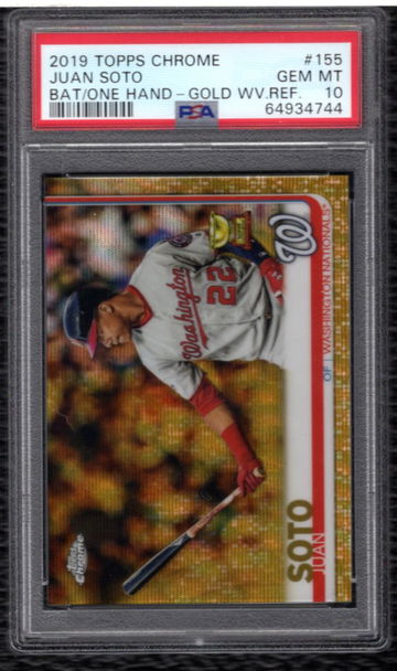 2019 Topps Chrome Refractor GOLD Wave 40/50 Juan Soto Rookie Cup Refractor PSA 10