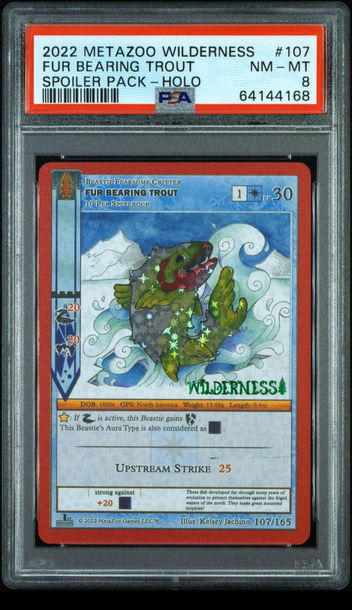🐠🧨2022 Metazoo Wilderness FUR BEARING TROUT Spoiler Pack-HOLO PSA 8🌲💎107/165
