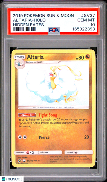 2019 Pokemon Sun & Moon Hidden Fates Altaria #SV37 PSA 10