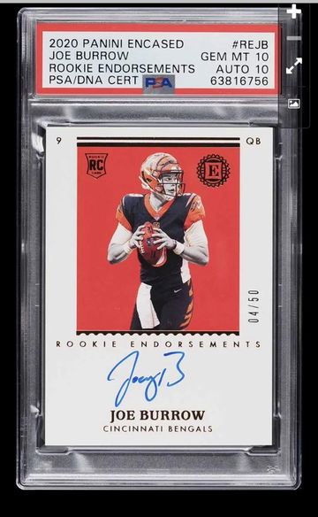 2020 Joe Burrow rookie endorsements psa10 POP3!