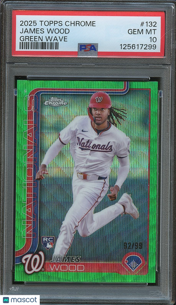 2025 Topps Chrome James Wood #132 Green Wave Rookie PSA 10 Topps
