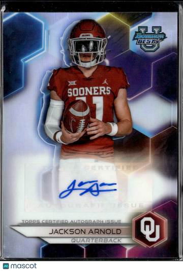Jackson Arnold 2023 Bowman University Best Football Auto Refractor Oklahoma Sooners