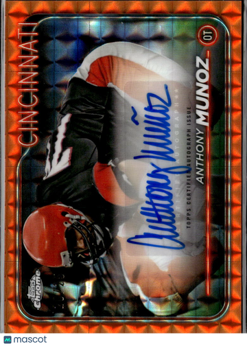 Anthony Munoz 2024 Topps Chrome Auto Orange Refractor Cincinnati Bengals