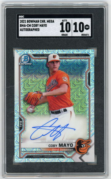 2021 Coby Mayo Bowman Chrome Auto Autograph SGC 10 GEM MINT Mojo Mega Box - Baltimore Orioles