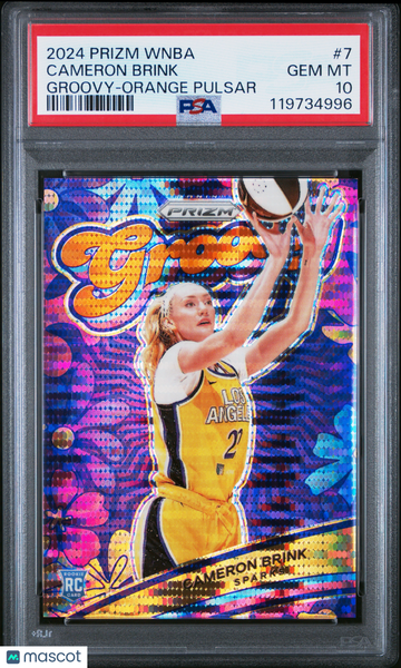 Cameron Brink 2024 Panini Prizm WNBA Groovy #7 Orange Pulsar 21/75 PSA 10 -