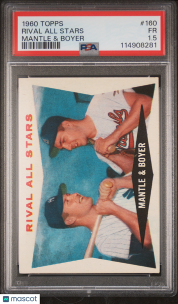 1960 Topps Rival All Stars #160 Mantle & Boyer PSA 1.5