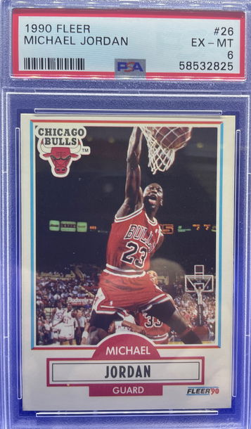 1990 Fleer NBA Michael Jordan Chicago Bulls Card #26 PSA 6 EX-MT