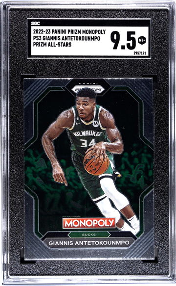 2022-23 Panini Prizm Monopoly #PS3 Giannis Antetokounmpo Prizm All-Stars SGC 9.5