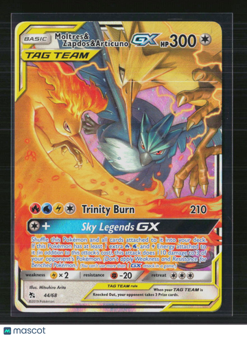 2019 Hidden Fates Moltres & Zapdos & Articuno GX Holo Rare #44/68