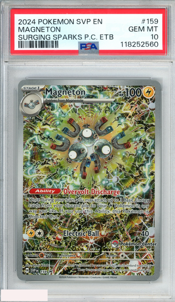 2024 POKEMON SVP BLACK STAR PROMO MAGNETON #159 SURGING SPARKS PC ETB PSA 10