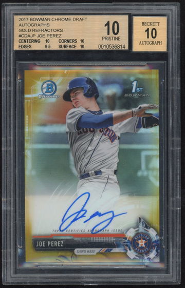 2017 Bowman Chrome Draft Joe Perez Gold auto BGS10/10
