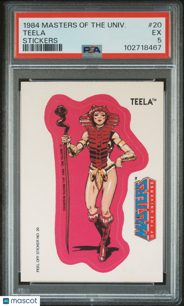 1984 Masters Of The Universe Stickers Teela Sticker #20 PSA 5