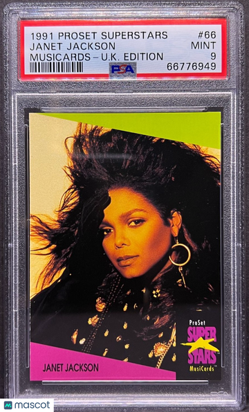 1991 PROSET SUPERSTARS MUSICARDS-U.K. EDITION JANET JACKSON #66 MUSICARDS-U.K. EDITION PSA 9