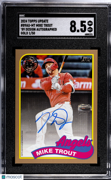 2024 Topps Update Mike Trout #89AU-MT '89 Design Autograph Gold SGC 8.5