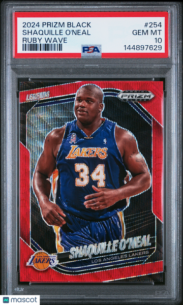 2024 Panini Prizm Black Shaquille O'Neal #254 Ruby Wave PSA 10