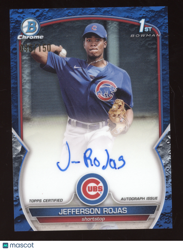 2023 Bowman Chrome Prospect Autographs Jefferson Rojas #CPA-JR Blue Lunar Crater /150