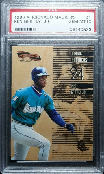 1996 Pinnacle Aficionado MAGIC NUMBERS WOOD Ken Griffey Jr PSA 10 GEM MINT!