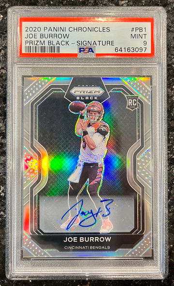 2020 Panini Chronicles Prizm Black Signature Joe Burrow Rookie Auto RC PSA 9 🔥