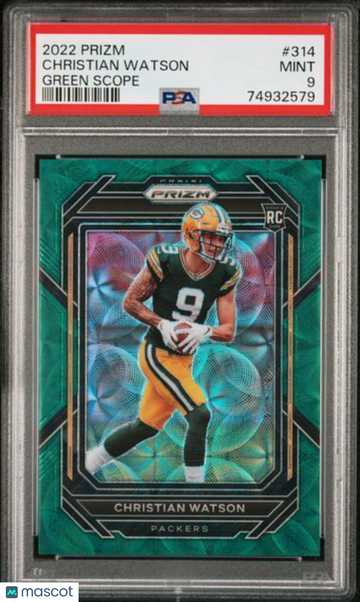 2022 Panini Prizm Christian Watson #314 Green Scope PSA 9