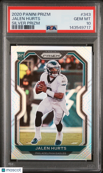 2020 Panini Prizm Jalen Hurts #343 Silver Rookie RC PSA 10