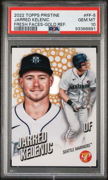 2022 Topps Pristine Fresh Faces Gold Refractor Jarred Kelenic #FF-5 /50 PSA 10