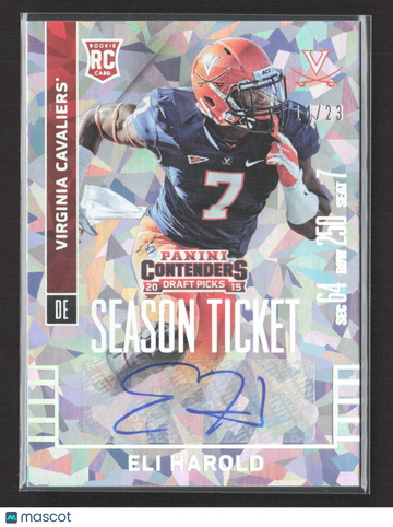 2015 Panini Contenders Draft Picks Eli Harold #186 Season Ticket /23 RC