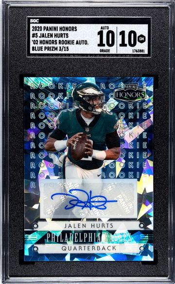 2020 PANINI JALEN HURTS HONORS '02 HONORS ROOKIE AUTO. BLUE PRIZM #5 SGC 10