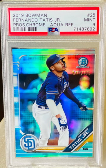 2019 Fernando Tatis Aqua RC /125 PSA 9 Topps Bowman 