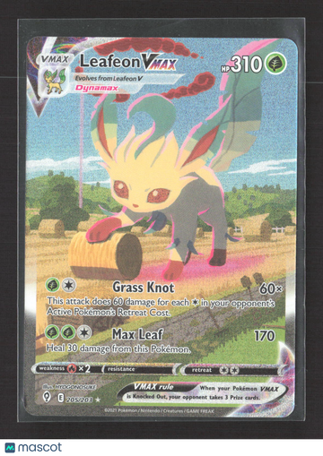 2021 Evolving Skies Leafeon VMAX Holo Secret Rare FA #205/203