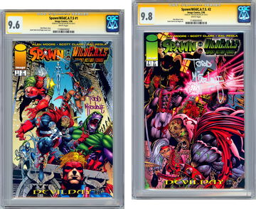 SPAWN/WILDCATS #1-2 CGC-SS 9.6-9.8 ALAN MOORE STORY *SIGNED TODD MCFARLANE* 1996