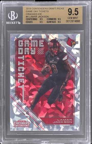2018 Panini Contenders Draft Picks Lamar Jackson Game Day Ticket Cracked Ice BGS 9.5 RC