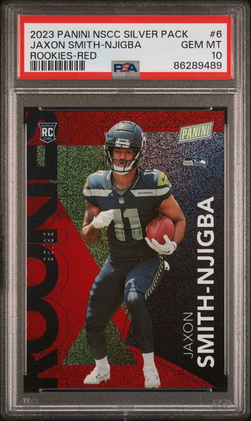 2023 PANINI NSCC SILVER PACKS JAXON SMITH-NJIGBA #/99 RC ROOKIE RED #6 PSA 10