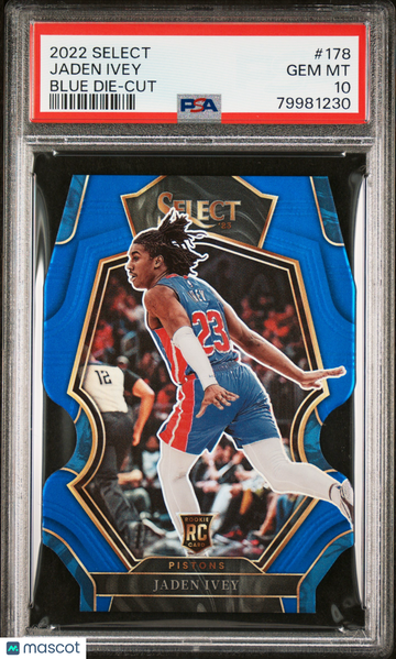 2022 Panini Select Jaden Ivey #178 Blue Die Cut PSA 10