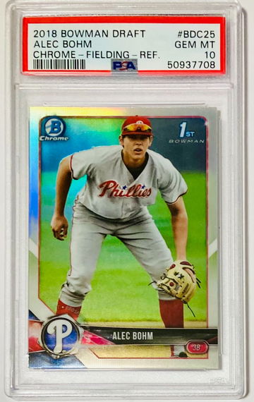 2018 Bowman Draft Chrome 1st Bowman Rookie Alec Bohm Refractor PSA 10 Gem Mint Fielding Phillies