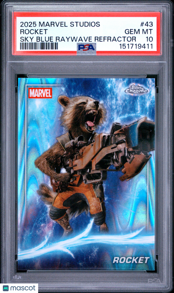 2025 Topps Marvel Studios Chrome Rocket #43 PSA 10