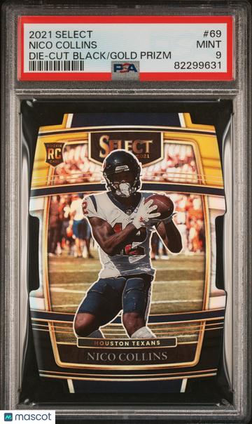 2021 Panini Select Nico Collins #69 Die Cut Black Gold Prizm PSA 9