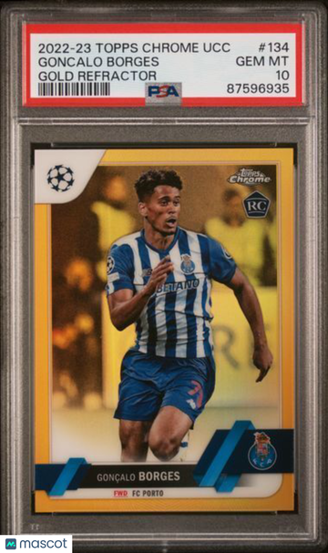 2022-23 Topps Chrome UEFA Club Competitions Goncalo Borges #134 Gold Refractor PSA 10