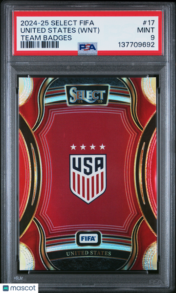 2024-25 Panini Select FIFA Team Badges United States (WNT) #17 PSA 9