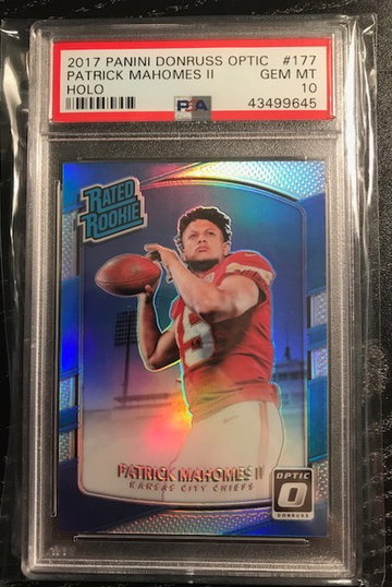 Patrick Mahomes 2017 optic holo psa 10 rookie
