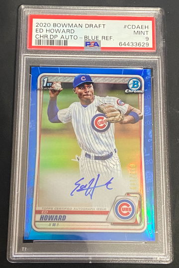 2020 Bowman Draft Chrome Auto Ed Howard 1st Bowman Blue Refractor /150 PSA 9