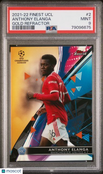 2021-2022 Topps Finest UEFA Champions League Anthony Elanga #2 Gold Refractor PSA 9
