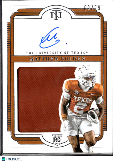 2025 Panini National Treasures Collegiate Matthew Golden #102 /99 Patch RC Memorabilia