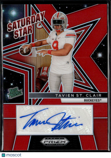 2025 Panini Prizm Draft Picks Saturday Star Tavien St. Clair #SSS-TSC Red /399 Saturday Star Signature